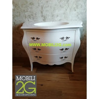 Mobile bagno 3 cassetti laccato bianco madreperla misura l.108 p.55 h.82
