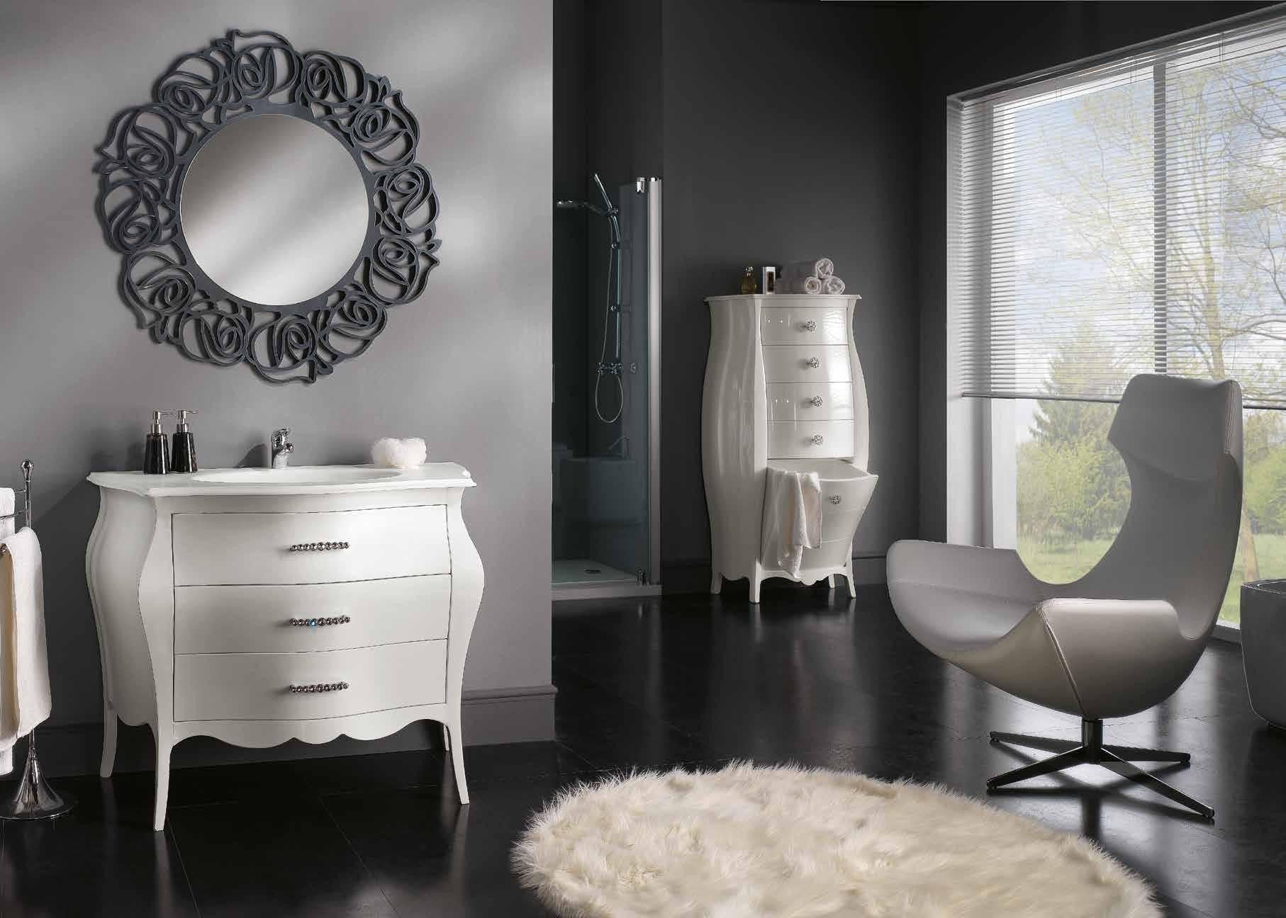 Mobile bagno 3 cassetti laccato bianco madreperla misura l.108 p.55 h.82