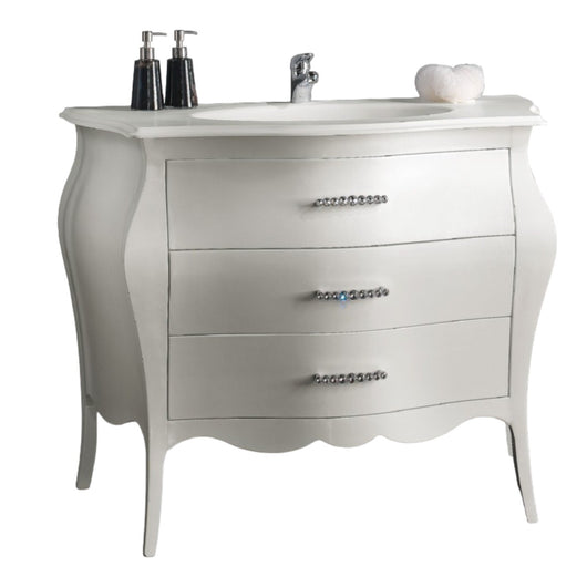 Mobile bagno 3 cassetti laccato bianco madreperla misura l.108 p.55 h.82