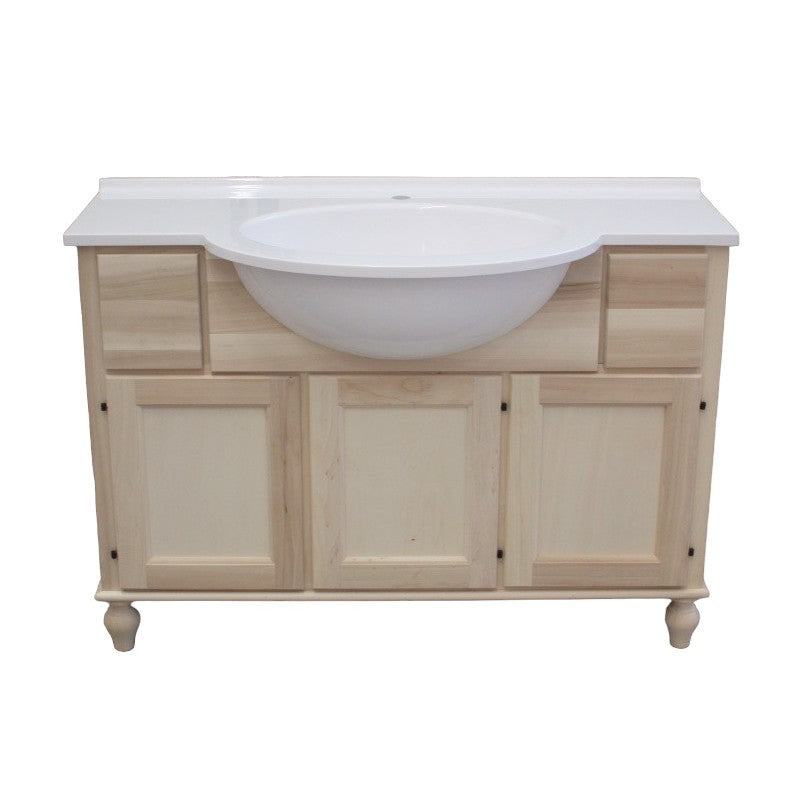 Mobile bagno 3 porte 2 cassetti con lavello legno grezzo 111x36x80 - Mobili 2G