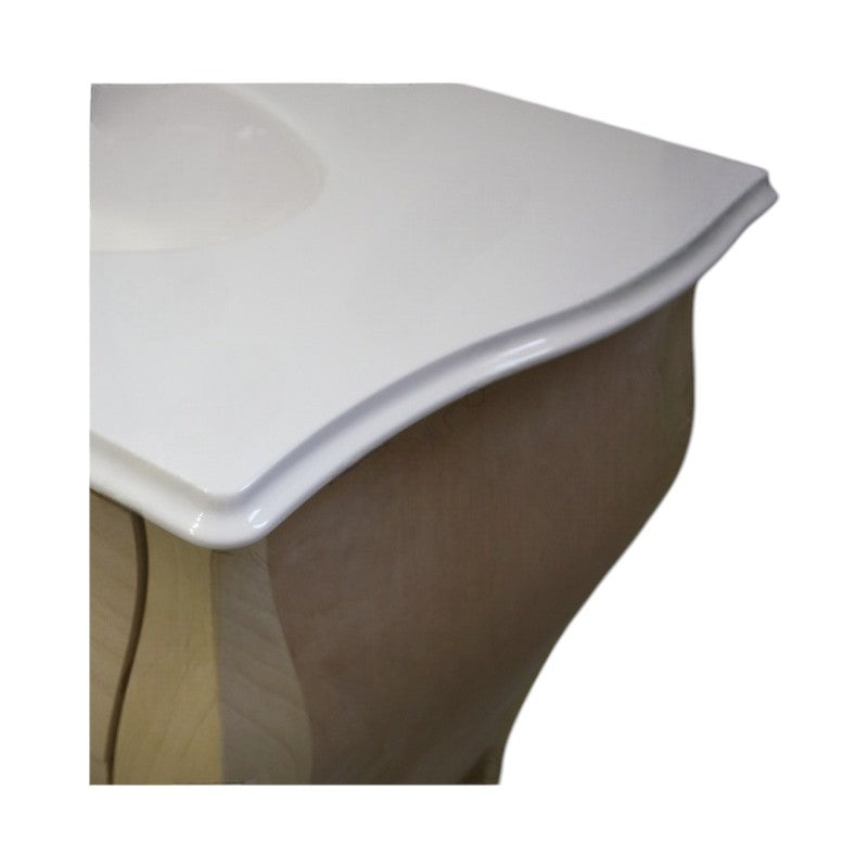 Mobile bagno 6 cassetti bombato con doppio lavello legno grezzo 162x58x83 - Mobili 2G