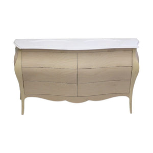 Mobile bagno 6 cassetti bombato con doppio lavello legno grezzo 162x58x83 - Mobili 2G