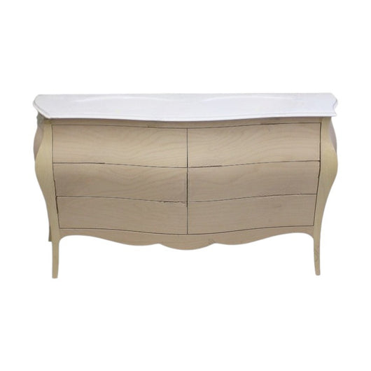 Mobile bagno 6 cassetti bombato con doppio lavello legno grezzo 162x58x83 - Mobili 2G