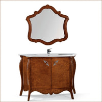 Mobile bagno bombato 122 cm in legno lavabo 2 porte e specchio