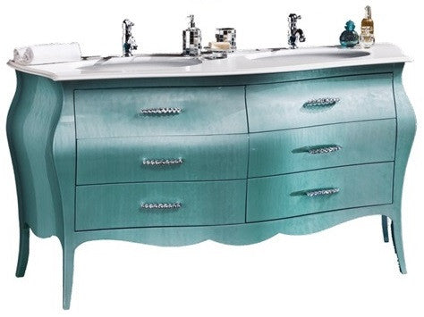 Mobile bagno con doppio lavabo - verde madreperlato 162x58x83