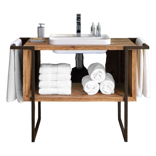 Mobile bagno industrial cortina in legno massello di abete 120x56x83