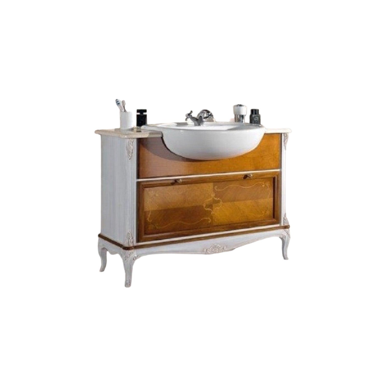 Mobile bagno provenzale in legno lavabo e piano in marmo l.111 p.61 h.85 - Mobili 2G