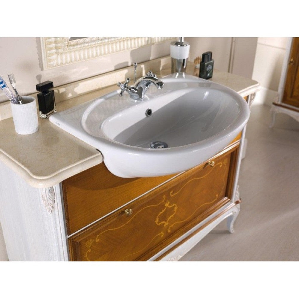 Mobile bagno provenzale in legno lavabo e piano in marmo l.111 p.61 h.85 - Mobili 2G