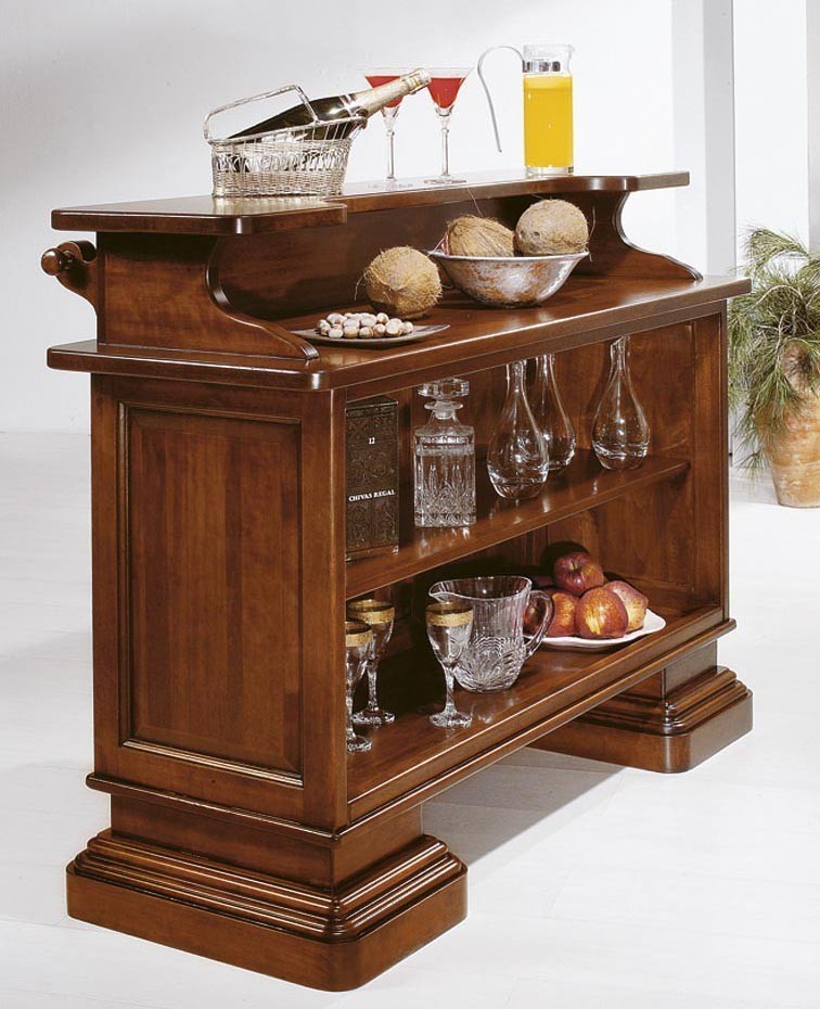 Mobile bar arte povera legno di pioppo tinta noce 131x47x103 - Mobili 2G