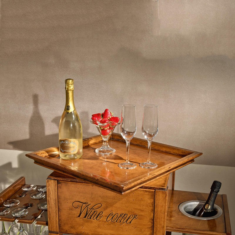 Mobile bar classico legno portabottiglie 48x48x110