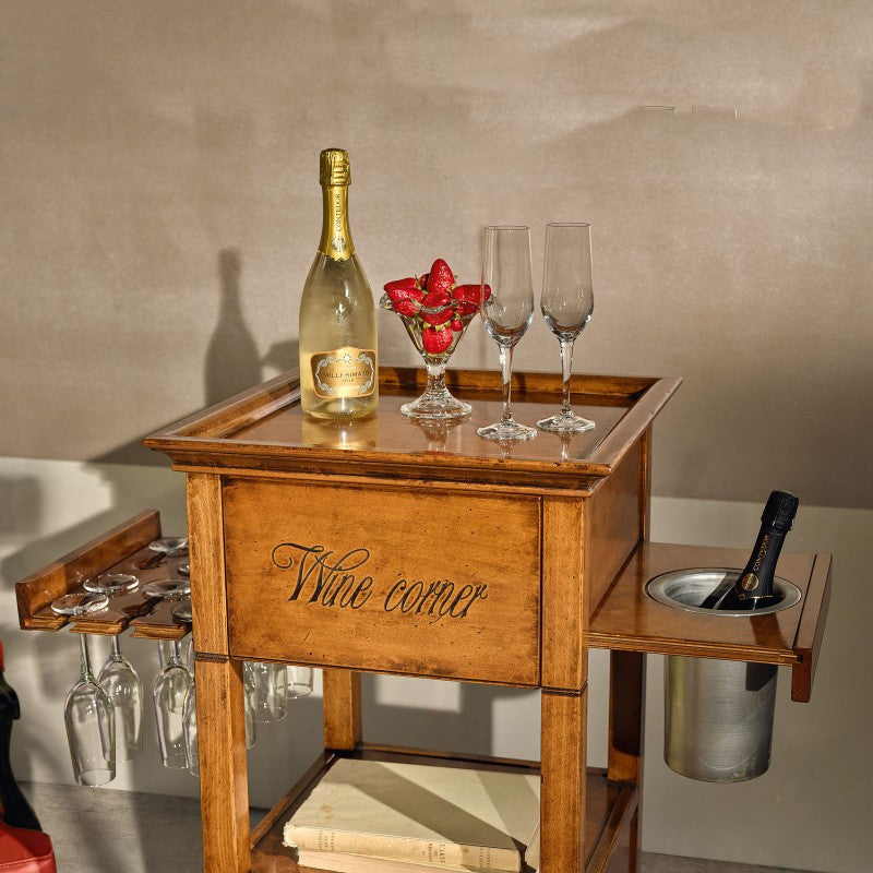 Mobile bar classico legno portabottiglie 48x48x110