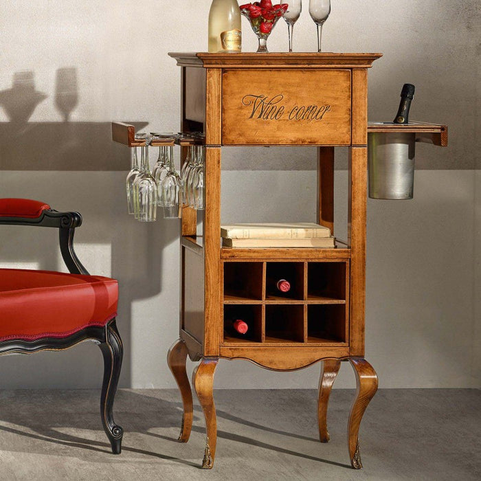 Mobile bar classico legno portabottiglie 48x48x110