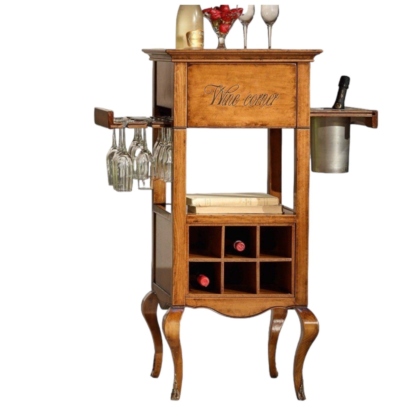 Mobile bar classico legno portabottiglie 48x48x110