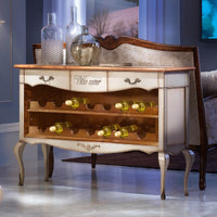 Mobile bar legno portabottiglie shabby 120x35x82