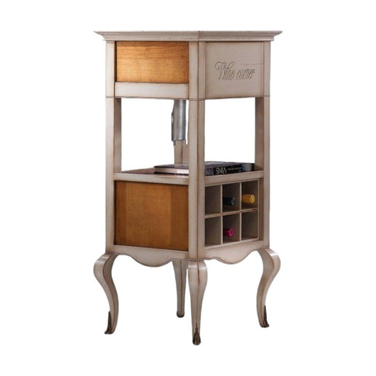 Mobile bar legno portabottiglie shabby 48x48x110