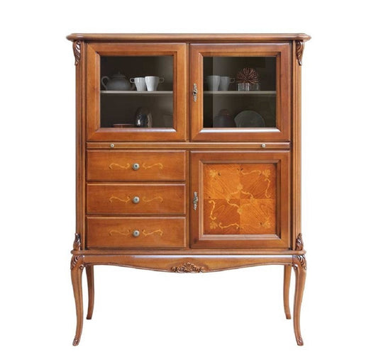 Mobile bar vetrina classica in legno finitura bassano l.111 p.44 h.145 - Mobili 2G