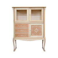 Mobile bar vetrina classica in legno grezzo l.111 p.44 h.145 - Mobili 2G