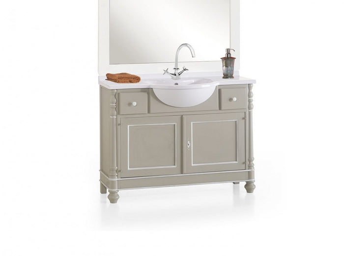 Mobile in legno bagno 2 porte e 2 cassetti tortora