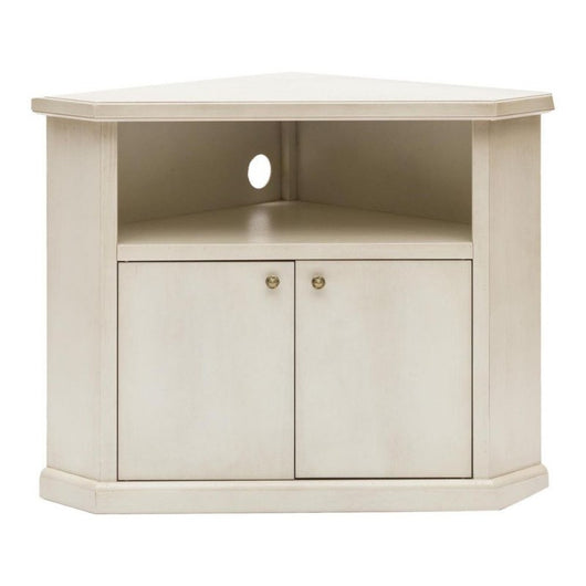 Mobile porta tv angolo 2 ante legno shabby bianco anticato 72x63x80 - Mobili 2G