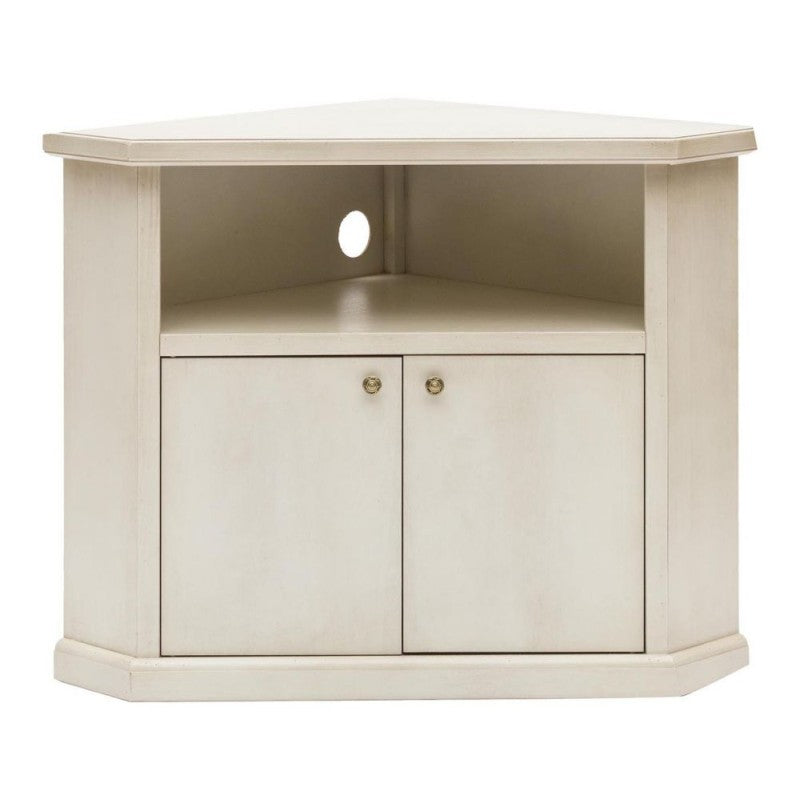Mobile porta tv angolo 2 ante legno shabby bianco anticato 72x63x80 - Mobili 2G