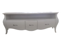 Mobile porta tv bombato legno shabby bianco 176x45x62 (3268) - Mobili 2G