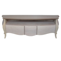 Mobile porta tv bombato legno shabby bianco 176x45x62 (3268) - Mobili 2G