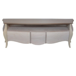 Mobile porta tv bombato legno shabby bianco 176x45x62 (3268) - Mobili 2G