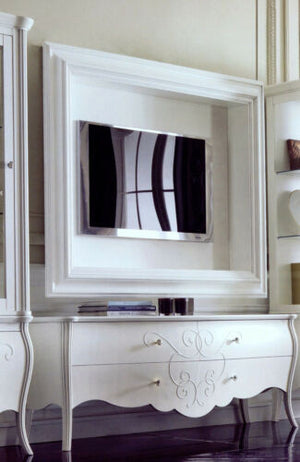 Cornice porta tv in legno a parete laccato o noce x soggiorno - Mobili 2G