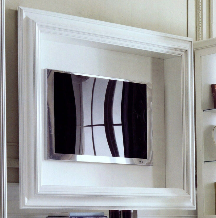 Cornice porta tv in legno a parete laccato o noce x soggiorno - Mobili 2G