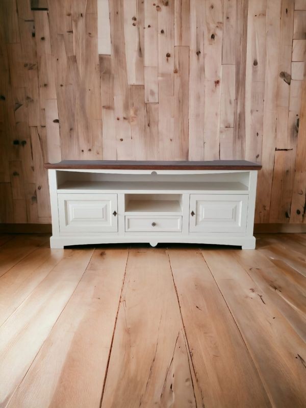 Mobile porta tv goccia bicolore legno bianco noce 170x46x69 - Mobili 2G