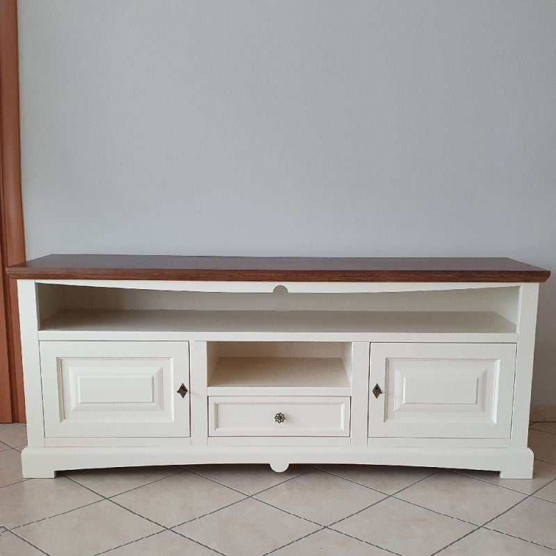 Mobile porta tv goccia bicolore legno bianco noce 170x46x69 - Mobili 2G