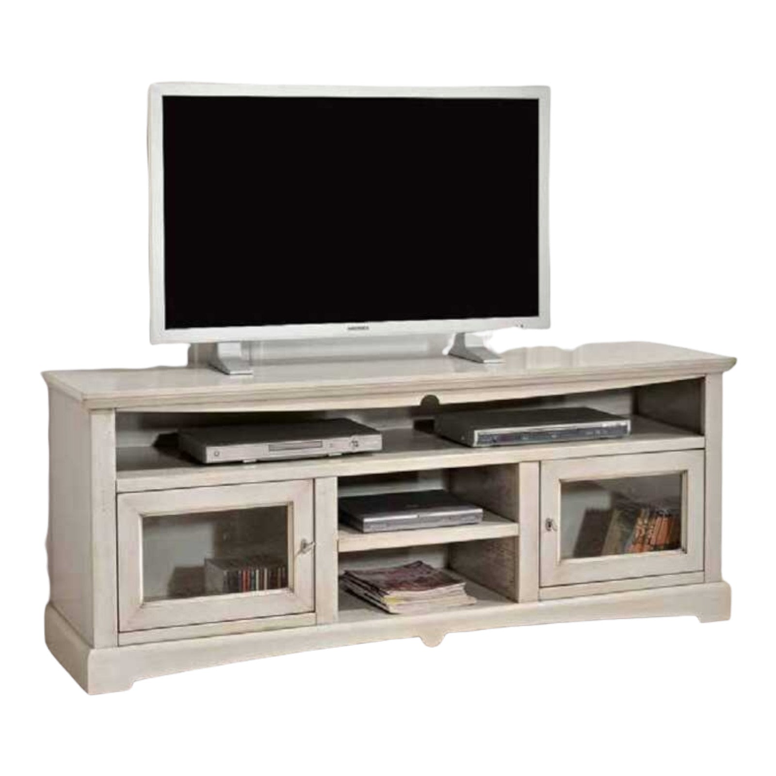 Mobile porta tv goccia legno grigio patinato arte povera 170x46x69
