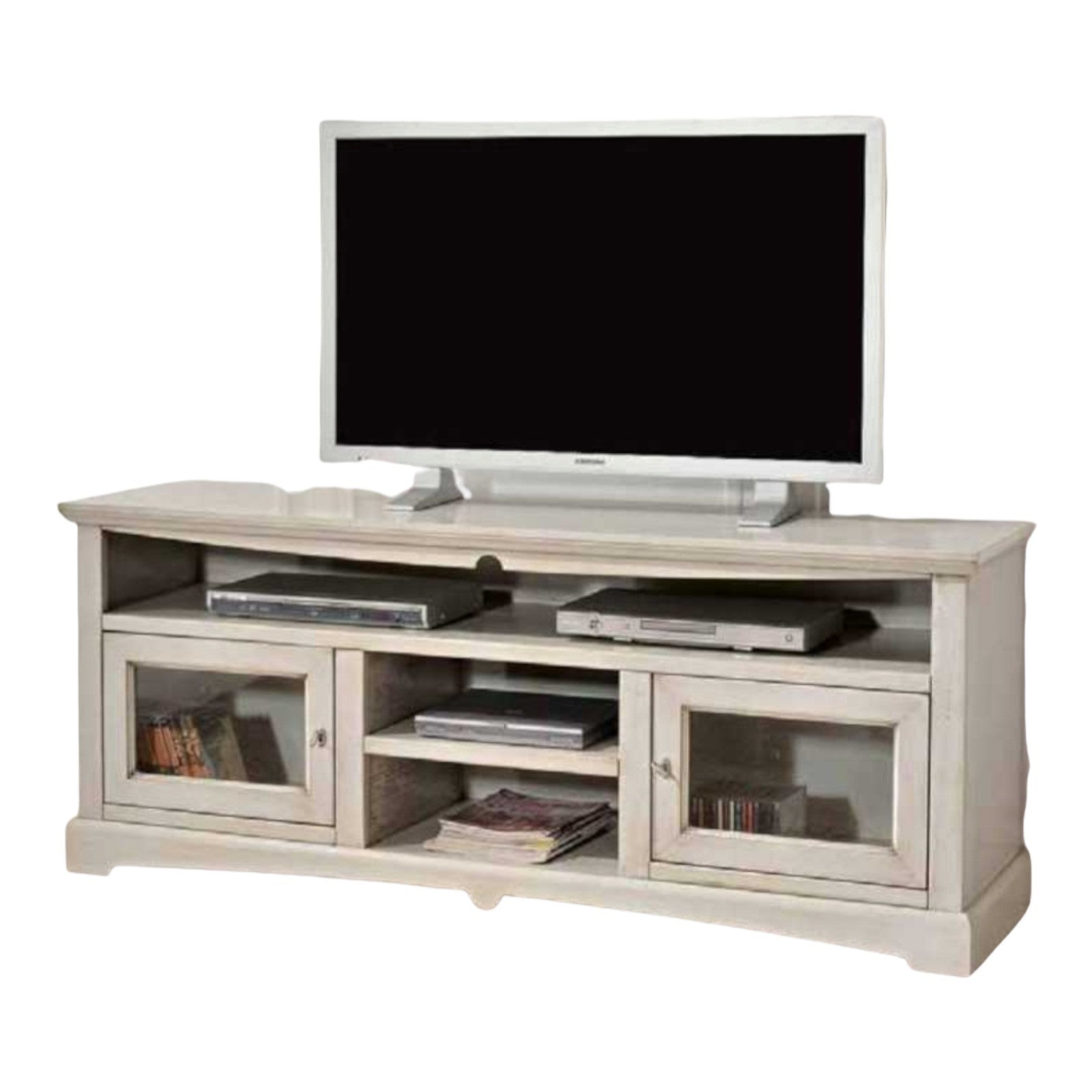 Mobile porta tv goccia legno grigio patinato arte povera 170x46x69