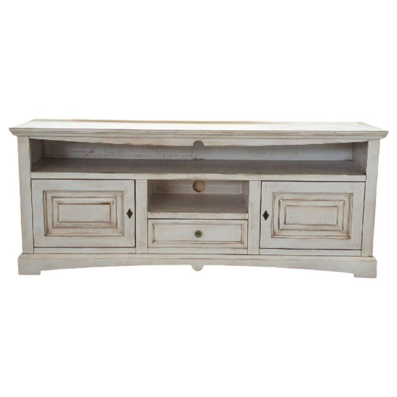 Mobile porta tv goccia shabby legno bianco anticato 170x46x69 - Mobili 2G