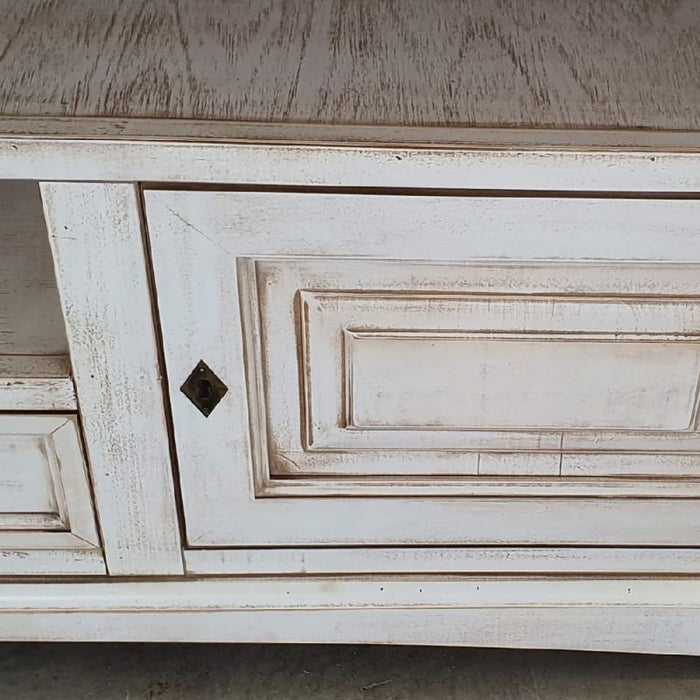 Mobile porta tv goccia shabby legno bianco anticato 170x46x69 - Mobili 2G