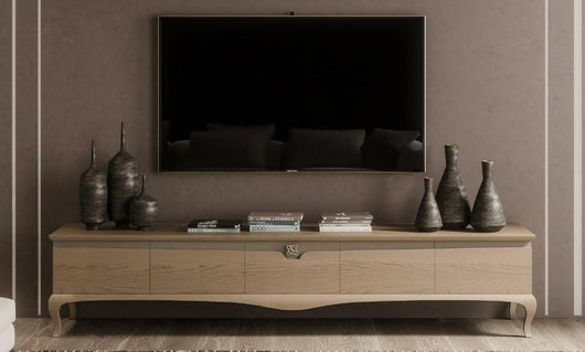 Mobile porta tv in legno 5 cassetti in frassino l.247 p.50 h.52