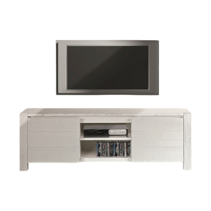 Mobile porta tv in legno abete bianco spazzolato 165x45 h.55 (649) - Mobili 2G