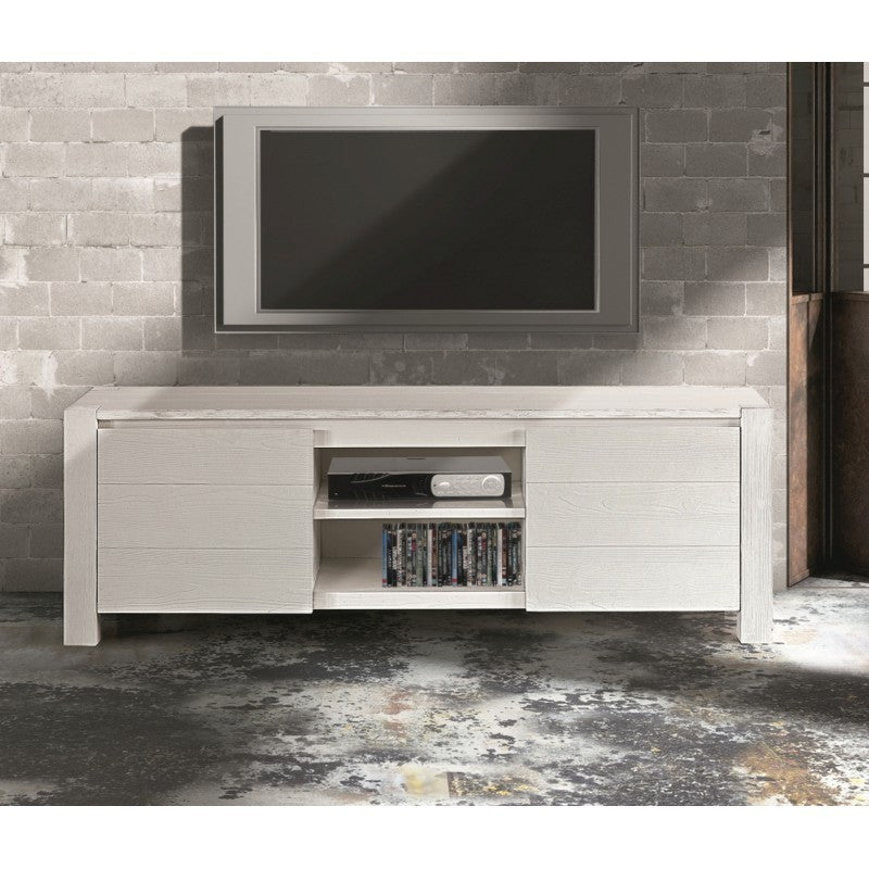 Mobile porta tv in legno abete bianco spazzolato 165x45 h.55 (649) - Mobili 2G
