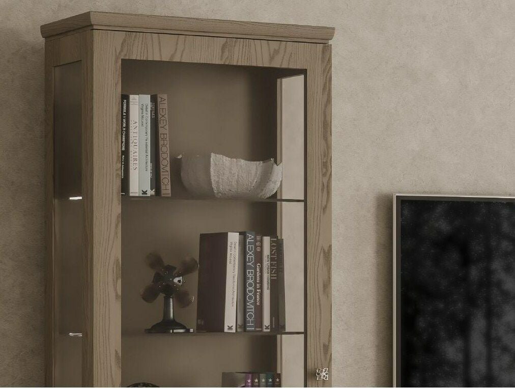 Mobile porta tv in legno con 2 vetrine in frassino