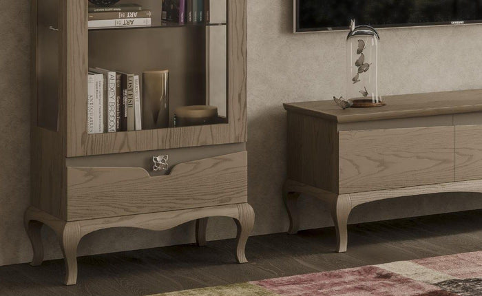 Mobile porta tv in legno con 2 vetrine in frassino