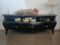 Mobile porta tv in legno laccato nero x soggiorno salotto  l176.p45.h62 (3268) - Mobili 2G