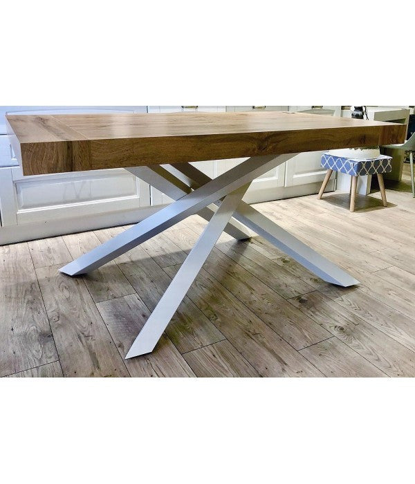 Tavolo con 2 allunghe, finitura rovere nodato - Mobili 2G