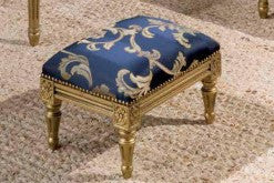 Panca imbottita in legno intagliato con fregi oro - Mobili 2G