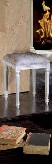 Panca imbottita shabby in legno con intagli e fregi - Mobili 2G