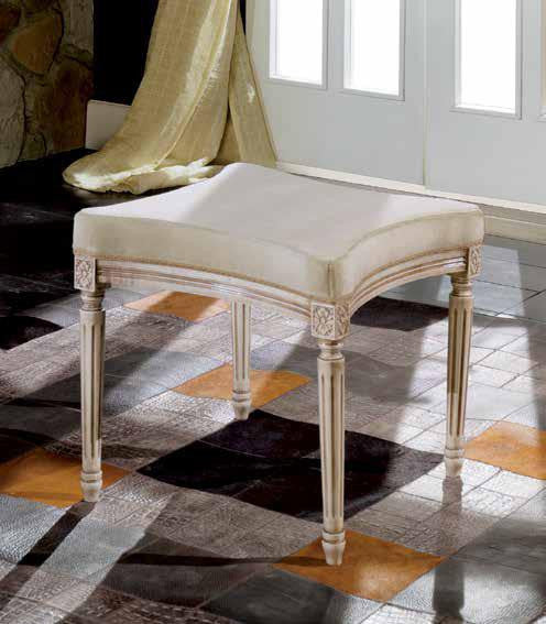 Panca imbottita shabby in legno con intagli e fregi - Mobili 2G