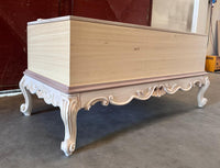 Panca scendiletto contenitore classico barocco legno grezzo 120x60x55 - Mobili 2G