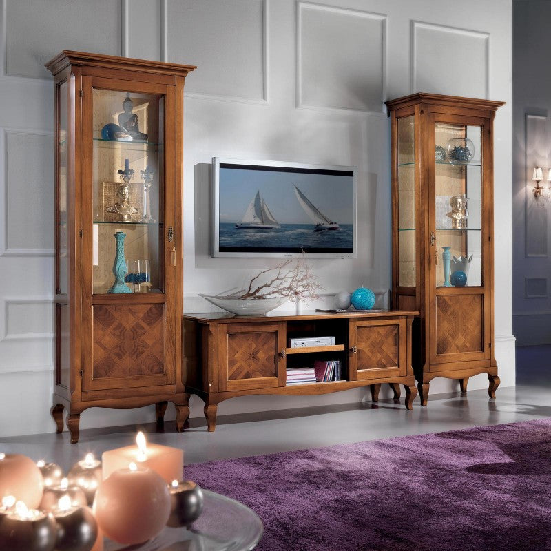 Parete attrezzata classica intarsio legno bassano - Mobili 2G