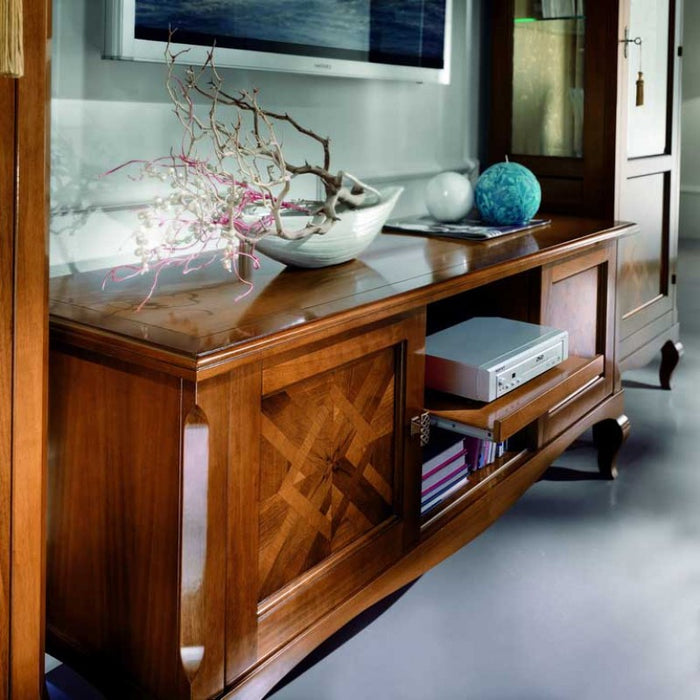 Parete attrezzata classica intarsio legno bassano - Mobili 2G