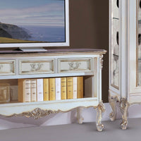 Parete attrezzata classica legno shabby bianco argento dx