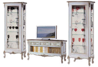 Parete attrezzata classica legno shabby bianco argento